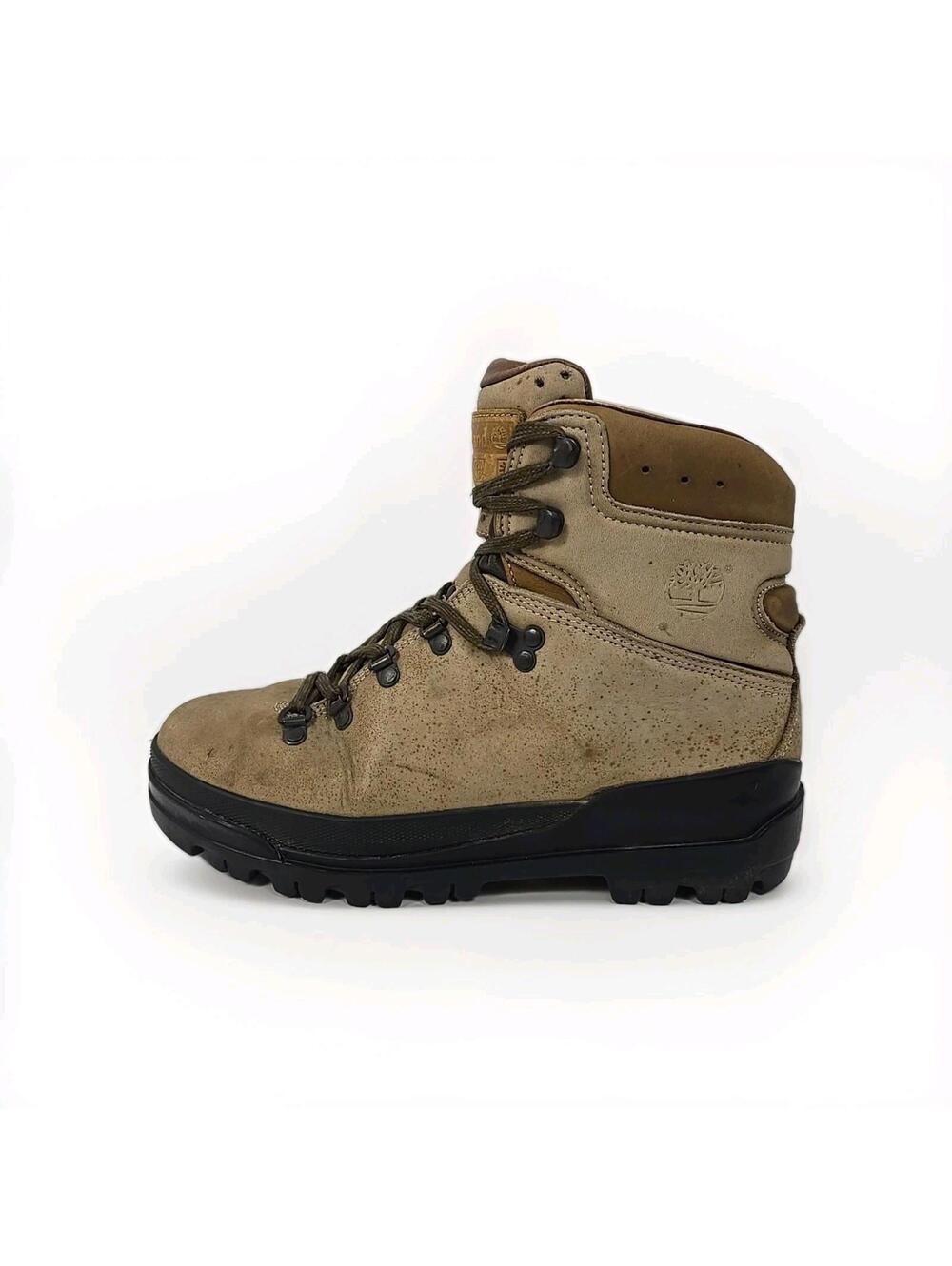 Vtg Timberland Goretex Vibram Brown Leather Nubuck Hiking Boots - Men's 8
